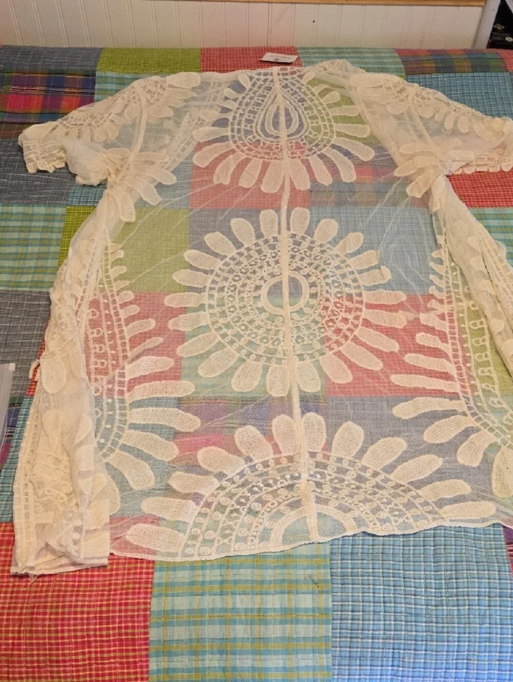 Shermie White Crochet Lace Coverup